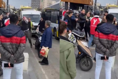 BURSA’DA HALK OTOBÜSÜ İLE MOTOSİKLET SÜRÜCÜSÜNÜN YUMRUKLU KAVGASI